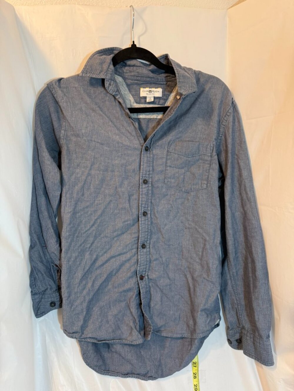 Club Room Blue Slim Fit Textured Button Down Shirt Small S 100% Cotton